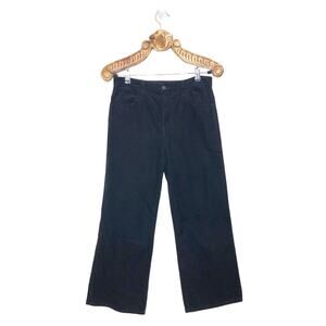J Brand Joan High Rise Crop Wide Leg Corduroy Pants Black Size 28